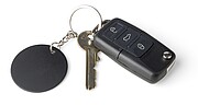 Recycled stainless steel rectangular keychain Jax, black