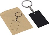 Recycled stainless steel rectangular keychain Jax, black