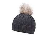 Rib fur winter hat, dark ash grey