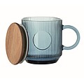 Ribbed glass mug 300ml, transparent blue