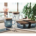 Ribbed glass mug 300ml, transparent blue