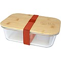 Roby glass lunch box with bamboo lid, brick