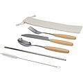 Root 5-piece stainless steel and beech wood cutlery set, natural