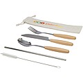 Root 5-piece stainless steel and beech wood cutlery set, natural