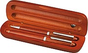 Rosewood pen set in stylish case., brown