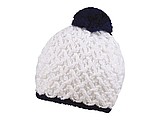 Rough style winter hat, white+navy