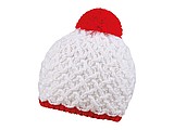 Rough style winter hat, white+red