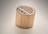 Round bamboo wireless speaker
