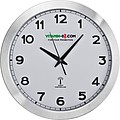 Round media clock made of metal, white