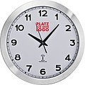 Round media clock made of metal, white