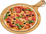 Round pizza and serving tray