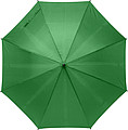 RPET Pongee (190T) automatic umbrella with eight panels. Metal frame and bamboo handle.