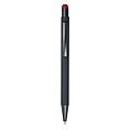 Rubberized black ballpen with rubber tip to operate capacitive screens.