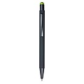 Rubberized black ballpen with rubber tip to operate capacitive screens.