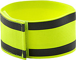 Safety arm band with two reflective stripes, for promotional use.