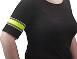 Safety arm band with two reflective stripes, for promotional use.