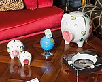 Savings box in globe shape, multicolor