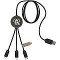 SCX.design C36 3-in-1 rPET light-up logo extended charging cable with round bamboo casing, wood