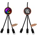 SCX.design C37 40W 5-in-1 rPET light-up logo charging cable with round wooden casing, wood