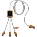 SCX.design C39 3-in-1 rPET light-up logo charging cable with squared bamboo casing, white