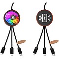 SCX.design C40 5-in-1 rPET light-up logo charging cable and 10W charging pad, wood