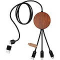 SCX.design C40 5-in-1 rPET light-up logo charging cable and 10W charging pad, wood