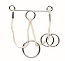 Set of 2 metal, wood and cotton cord brain teasers