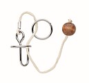 Set of 2 metal, wood and cotton cord brain teasers
