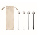 Set of 4 stainless steel drink stirrers