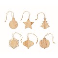 Set of 6 beech wooden Christmas ornaments