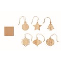Set of 6 beech wooden Christmas ornaments