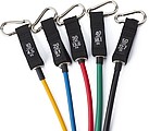 Set of five fitness elastics in polyester (210D) drawstring bag