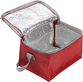 Six can polyester cooler bag.Red