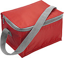 Six can polyester cooler bag.Red