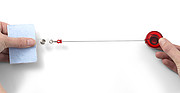 Ski pass holder with 80cm cordRed