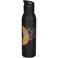 Sky 650 ml RCS recycled single wall stainless steel water bottle, solid black