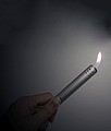 Slim long metal electronic lighter, grey