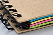 Small ring-binder with sticky notes, brown