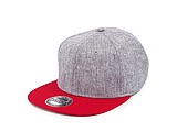 Snap melange cap, melange grey/red