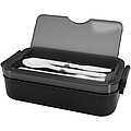 Snappy lunch box and cutlery set, solid black