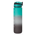 Sports water bottle RPET 1L, black/blue