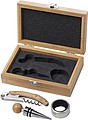 Stainless steel and bamboo wine set