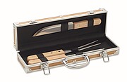 Stainless steel barbecue tools, wood