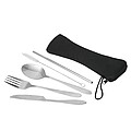 Stainless steel cutlery set, black|silver