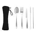 Stainless steel cutlery set, black|silver