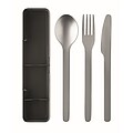 Stainless steel cutlery set, black