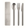 Stainless steel cutlery set, white