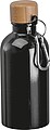 Stainless steel drinking bottle with carabiner, 400ml, black
