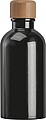 Stainless steel drinking bottle with carabiner, 400ml, black