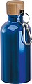 Stainless steel drinking bottle with carabiner, 400ml, blue